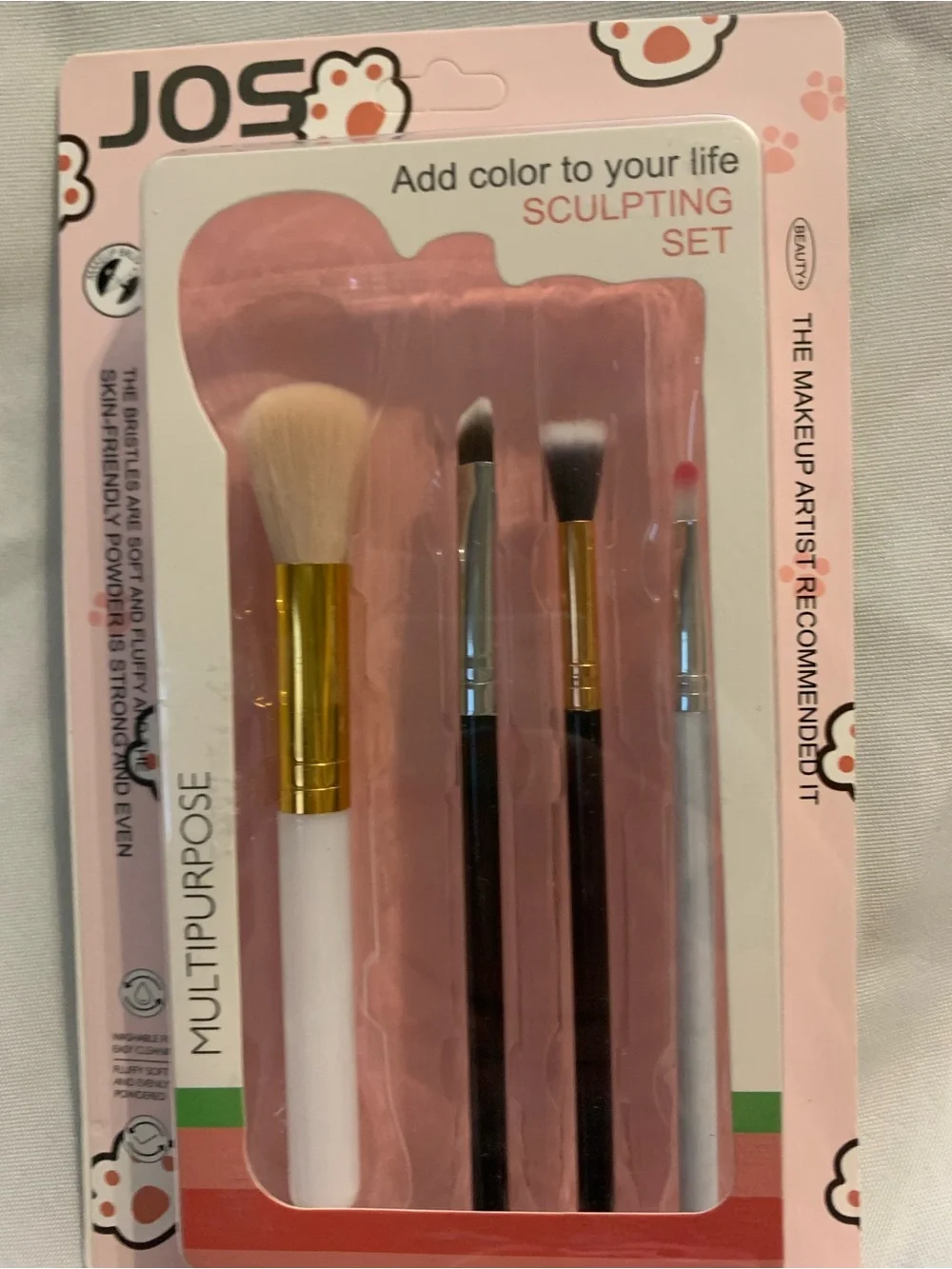 JOS Makeup Tools Sculpting Brush Set + Pink & Neutral Makeup Accessories